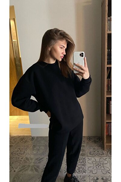 Butik Unisex Oversize Basic Bisiklet Yaka Sweatshirt