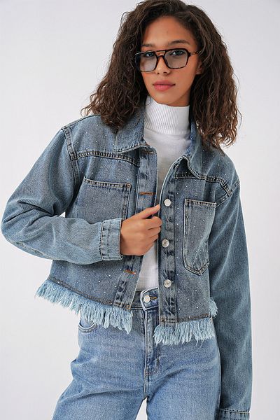 Bigdart 0716 Double Pocket Crop Τζιν Μπουφάν - Μπλε