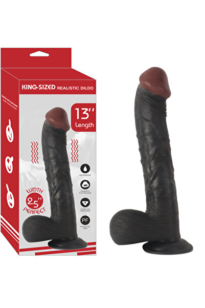 Realistik Dildo 13' Black - Gerçekçi Et Dokusunda, Siyah Renkli