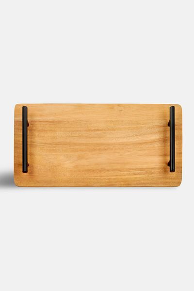 Bombay Wooden Serving Tray With Handles, Tan