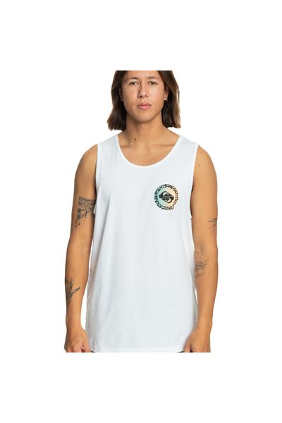 Quiksilver قميص رجالي طويل باهت بدون أكمام أبيض ملابس يومية قميص رجالي Eqyzt07663