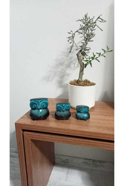 sema çini el yapımı çini baykuş seti