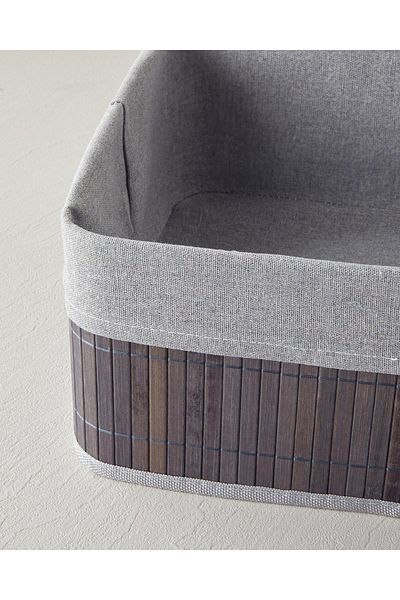 English Home Anthracite Selina Bamboo Basket - 20X15X10 cm