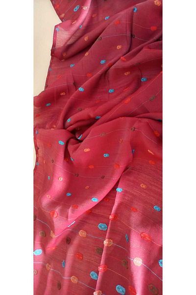 İskeçe Exclusive Self Patterned Claret Red Scarf in Special Box
