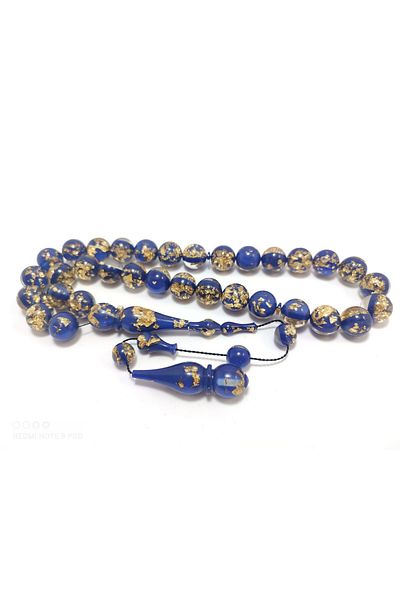 İskeçe Exclusive Abdullah Sinay Master's Artifact Large Size Gold Particle Fire-I Amber Certified Prayer Beads