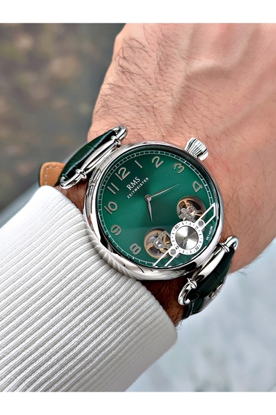 Romanson Automatic Mechanism 5 Atm Waterproof Leather Band Steel Case Men's Wristwatch 1267B