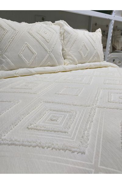 ESTİMA Aslan Tekstil Sofia Scandinavian Double Tufted Bedspread 250X260 2 Pillows 50X80