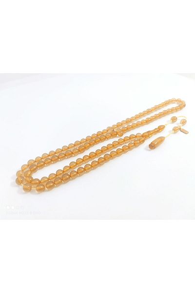 İskeçe Exclusive Mehmet Mercan Master - Colour Summit, One Fire-In Amber Prayer Rosary, Certified 6306
