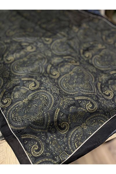 Merwiss Ethnic Retro Patterned Soft Black Brown Shawl