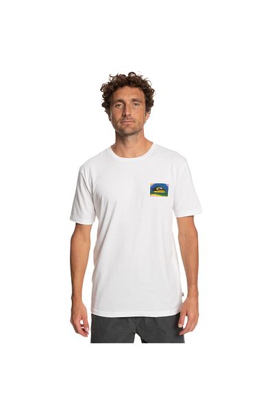 Quiksilver Men's White Crew Neck T-Shirt - Color Flow