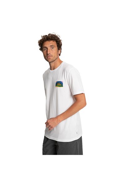 Quiksilver Men's White Crew Neck T-Shirt - Color Flow