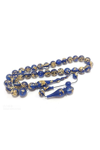 İskeçe Exclusive Abdullah Sinay Master's Artifact Large Size Gold Particle Fire-I Amber Certified Prayer Beads