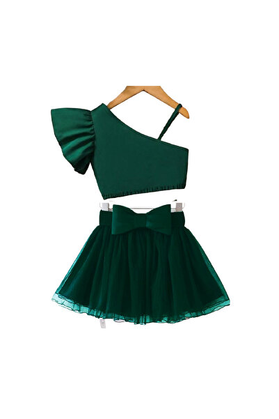 HSNLİFE Set fustă scurtă verde smarald pentru fete
