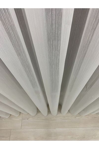 İNCİLİFE Ecru Colored, Modern and High Quality Bamboo Plus Matte Tulle Curtain - 1/3 Thick Pleat