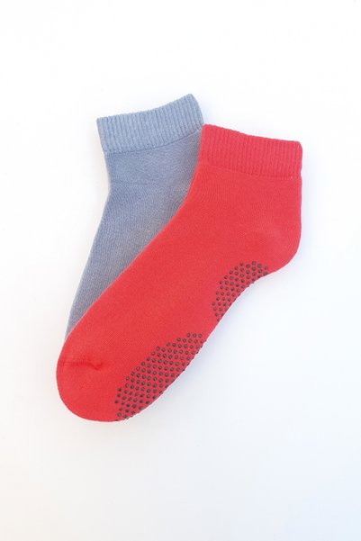 MEM SOCKS Pack of 2 Organic Cotton-Seamless-Thick (Towel) Pilates, Yoga and Dance Socks