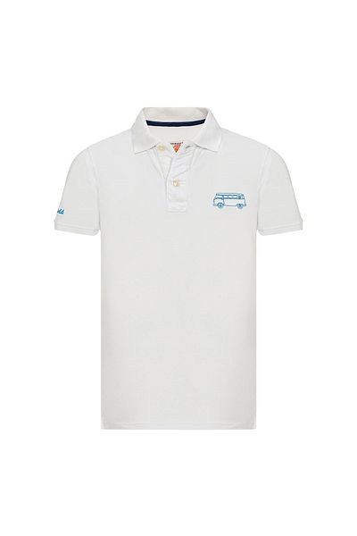 ROUTEFIELD Tricou alb pentru bărbați cu gât polo - 100% bumbac