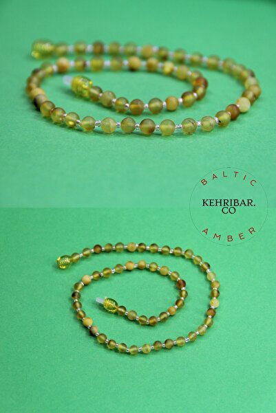 KehribarCo Baltık Kehribar Mat Cilasız Çocuk Ve Bebek Diş Kolyesi 33-36 cm Hediyelik Doğal Kehribar