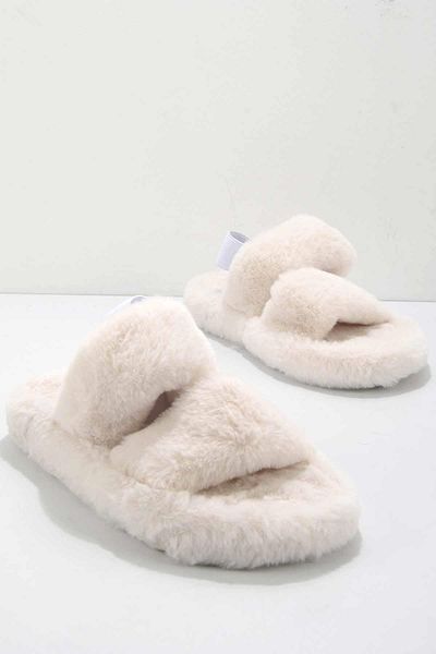 Bambi Γυναικείες παντόφλες σπιτιών White Fur K04998000397