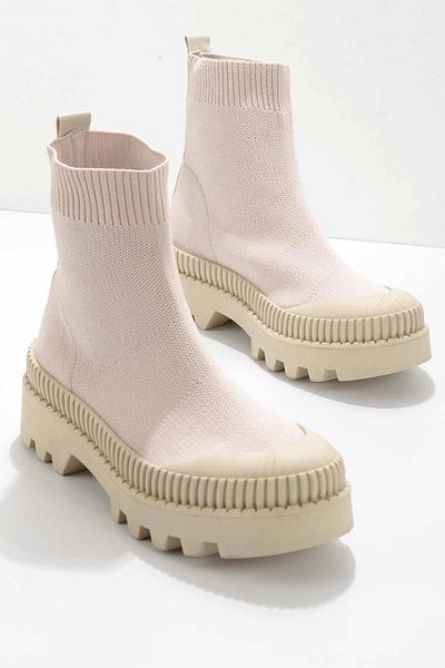 Bambi Beige Strickstiefel und Stiefeletten für Damen01544033382