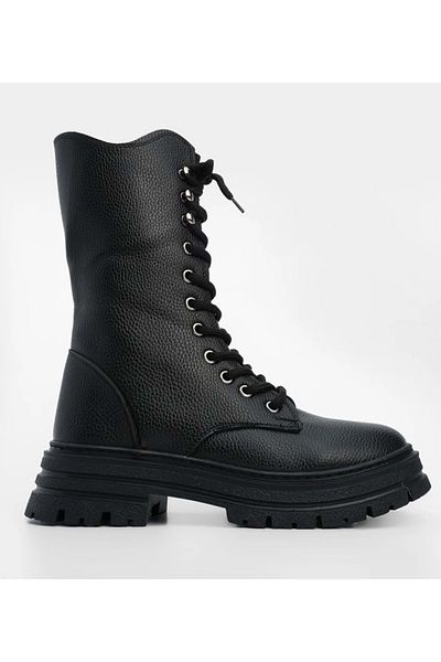 KCMN Μαύρα Feles Boots Γυναικείες Μπότες - Επίπεδη αντιολισθητική σόλα