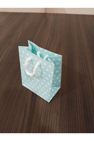 heppack White Craft Bag with Rope Handle Blue 8X11X5 cm Gift Bag Pack of 25