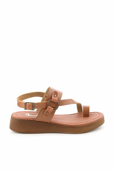 Bambi Tan Genuine Leather Women's Sandals K05685162503