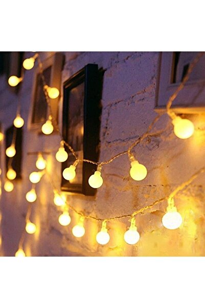 Happyland Dekor Led Yılbaşı Top Led Işıkları 5mt Günışığı Renk Dekorasyon Noel Işık Top Led Sarı