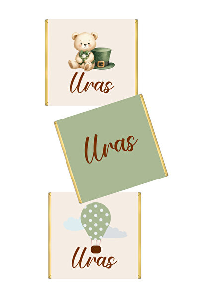 fırsatlar diyarı Ayıcık Tema - Bebek Madlen Çikolata Sargı Etiketi - 35 Adet