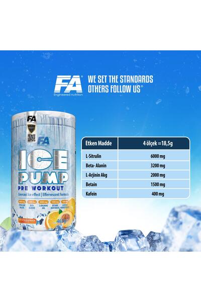 Fa Evercool Ice Pump 463g Citrus & Peach Aromalı | Pre-workout | 25 Servis | Şekersiz Formül