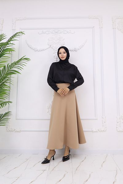 HANIMCA GİYİM Пола от риза с висока талия от плат Licra Winter Skuba