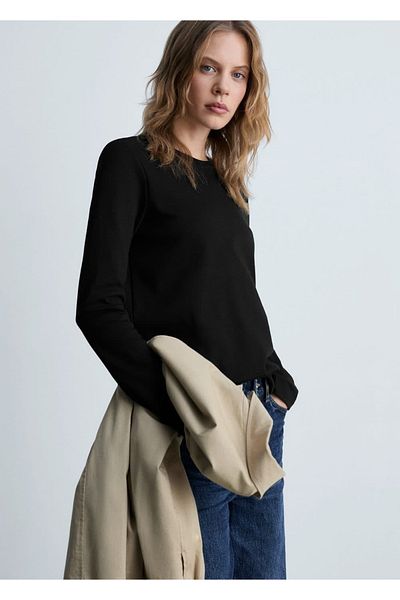 MANGO Woman Long-sleeved T-shirt cotton