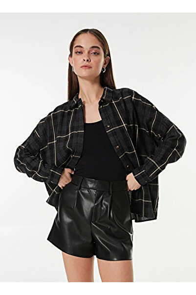 Benetton Normal Sivri Yaka Antrasit Kadın Gömlek 5RGLDQ09U