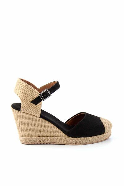 Bambi Schwarze Damenschuhe mit Keilabsatz aus natürlichem Wildleder K01874055565