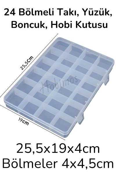 Hobimos Organizator cu 24 de compartimente pentru coliere și inele - Cutie pentru bijuterii și hobby (25,50x19x4cm)