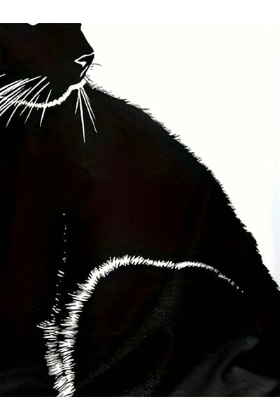 Kokosh moda Γυναικεία μακρυμάνικη μπλούζα κατάδυσης με λαιμόκοψη V με στάμπα γάτας
