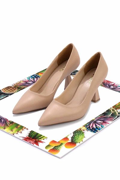 Bambi Beige Women's Classic Heeled Shoes01231304809