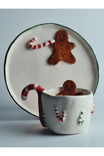 dasartandceramic Gingerbread-Kurabiye Adam Temalı Yılbaşı Çay-Kahve Fincanı