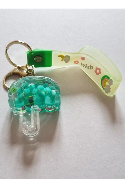 Modellino Kawaii Crystallized Turquoise Umbrella - Keychain Silicone Bracelet & Bag Ornament