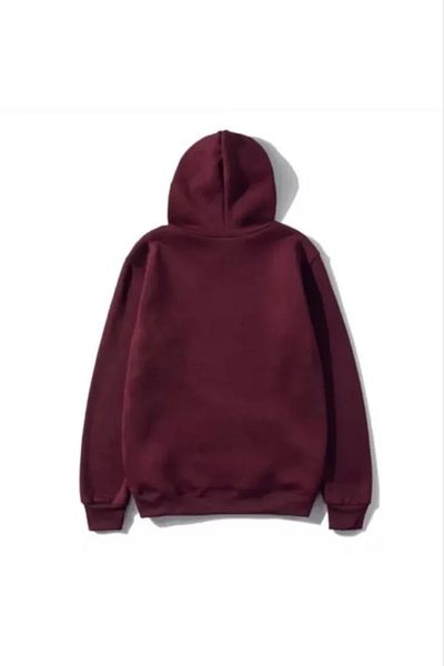 JANES Cămașă cu glugă unisex - bumbac cu 3 fire, roșu claret