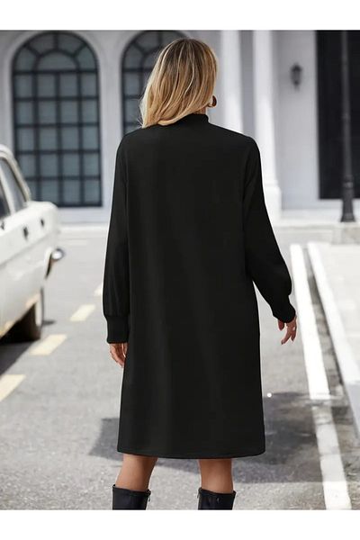 Kokosh moda Rochie de damă, cu mânecă lungă, cu gât roscat, scurtă