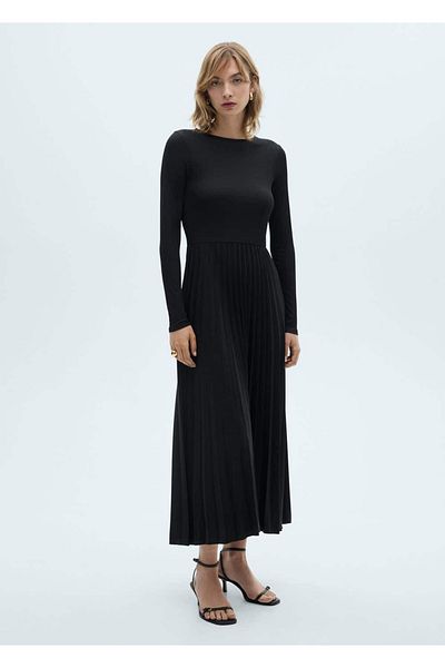 MANGO Woman Pleated Flared Dress
