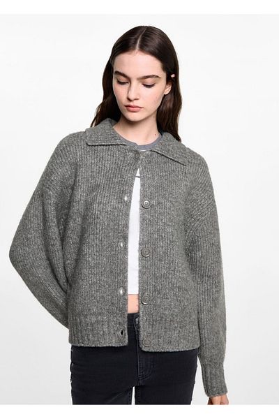 Mango Teen Cardigan with Polo Collar