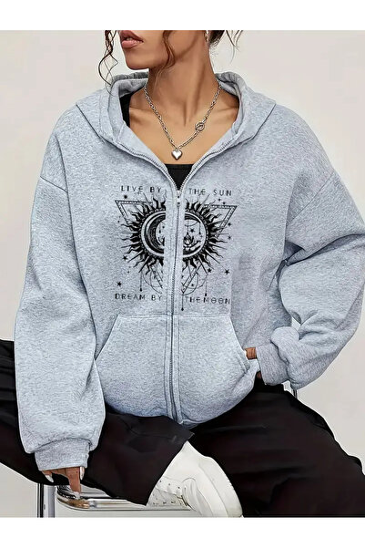 Nebulaa Tekstil Φούτερ με γεωμετρικό γραφικό σχέδιο Nebulaa, με στάμπα και κο...