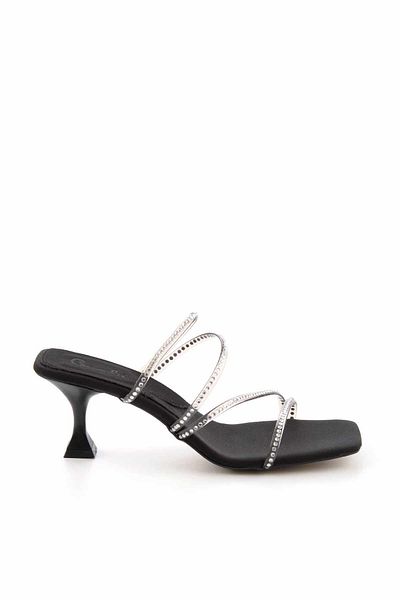 Bambi Matte Black Satin Women's Slippers K04209332538