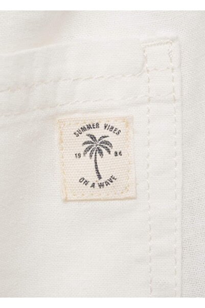 MANGO Kids Keten karışımlı beli elastik pantolon