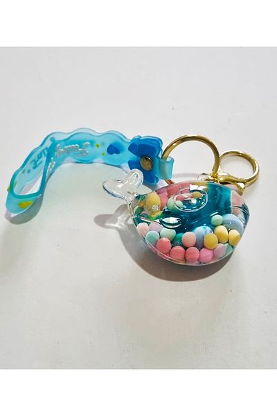 Modellino Kawaii Crystallized Gift - Keychain Silicone Bracelet and Bag Ornament, Turquoise Beaded Fish