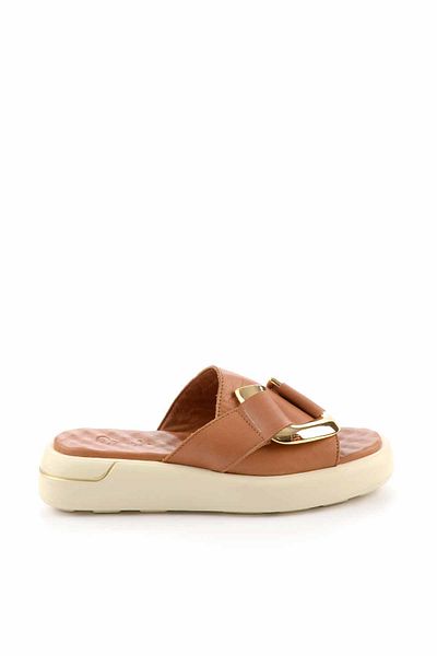 Bambi Γυναικείες παντόφλες Tan Γνήσιο Δέρμα Κ 04292770203