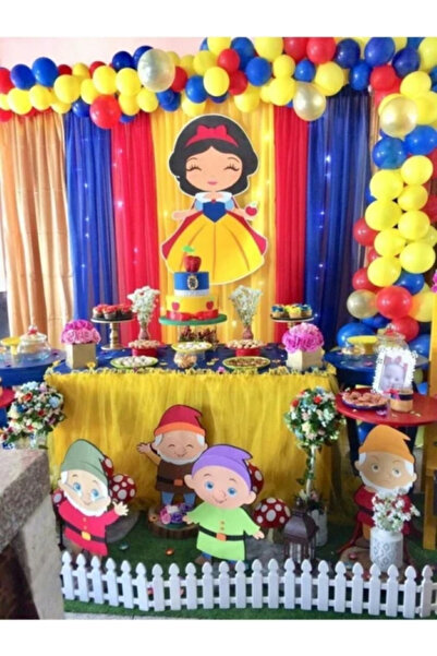 BALON DİYARI 50 Balon + Zincir Pamuk Prenses Konsept Doğum Günü Parti Sarı La...