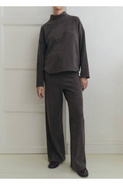 MANGO Woman Beli elastik fitilli kadife pantolon