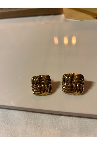 SMCHOME Vintage Gold Color Square Earrings - Steel Tarnish Free